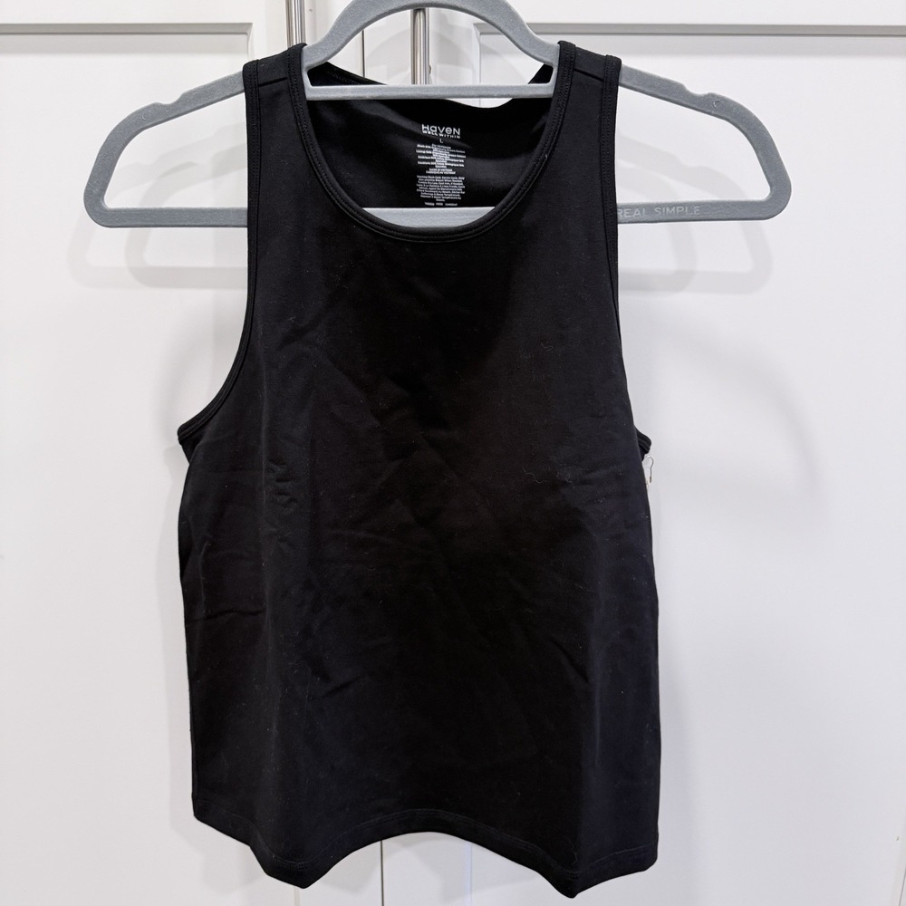 Haven Well Within Women's L Black Organic Cotton Racerback Tank NWT Minimalist
